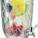 0.8 Galllon Glass Drink Dispenser for Parties with Spigot Glass Iced Beverage Dispenser with Lid Wide Mouth Beverage Server for Party Bar Wedding Decoration (diamond)