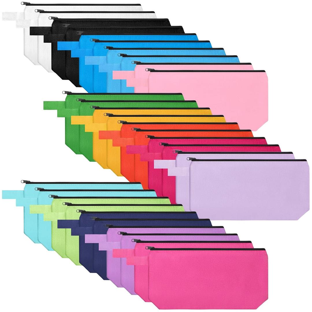Saintrygo 30 Pcs Canvas Makeup Bags Bulk,8.7 X 5 X 1.8 Inch,Novel