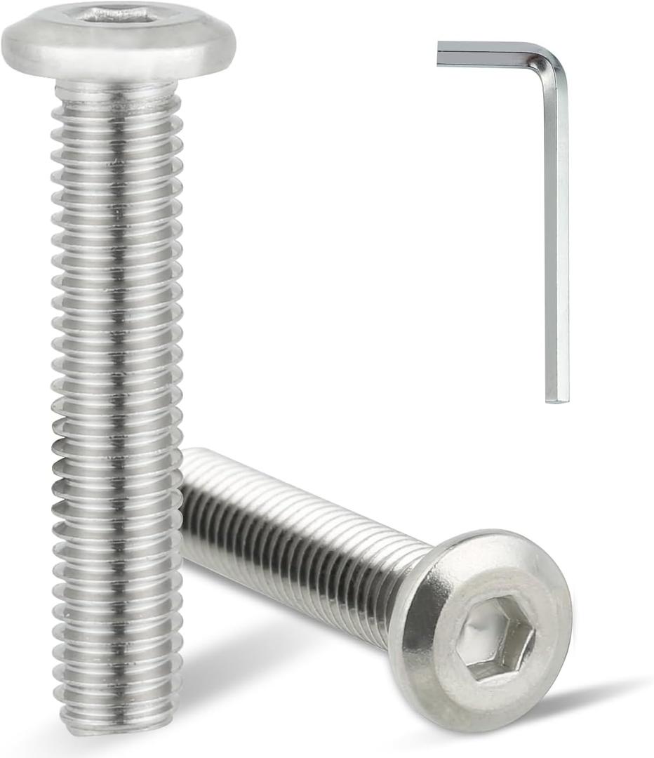 M8 x 35 mm 30Pcs Flat Head Hex Socket Cap Screws Bolts with Hex Spanner,Furniture Bolts,Countersunk Connector Screws,304 Stainless Steel 18-8,Hex Drive, Bright Finish, Fully Machine Thread