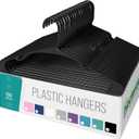 NEATERIZE Clothes Hangers 50 Pack Black - Plastic Hangers - Ganchos Colgar Ropa