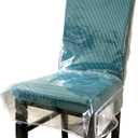 Swanna Plastic Dining Chair Covers with Backrests,Clear PVC Seat Chair Protector Waterproof Cover,Fit W/21 x D/18 Inch (2 Pack)