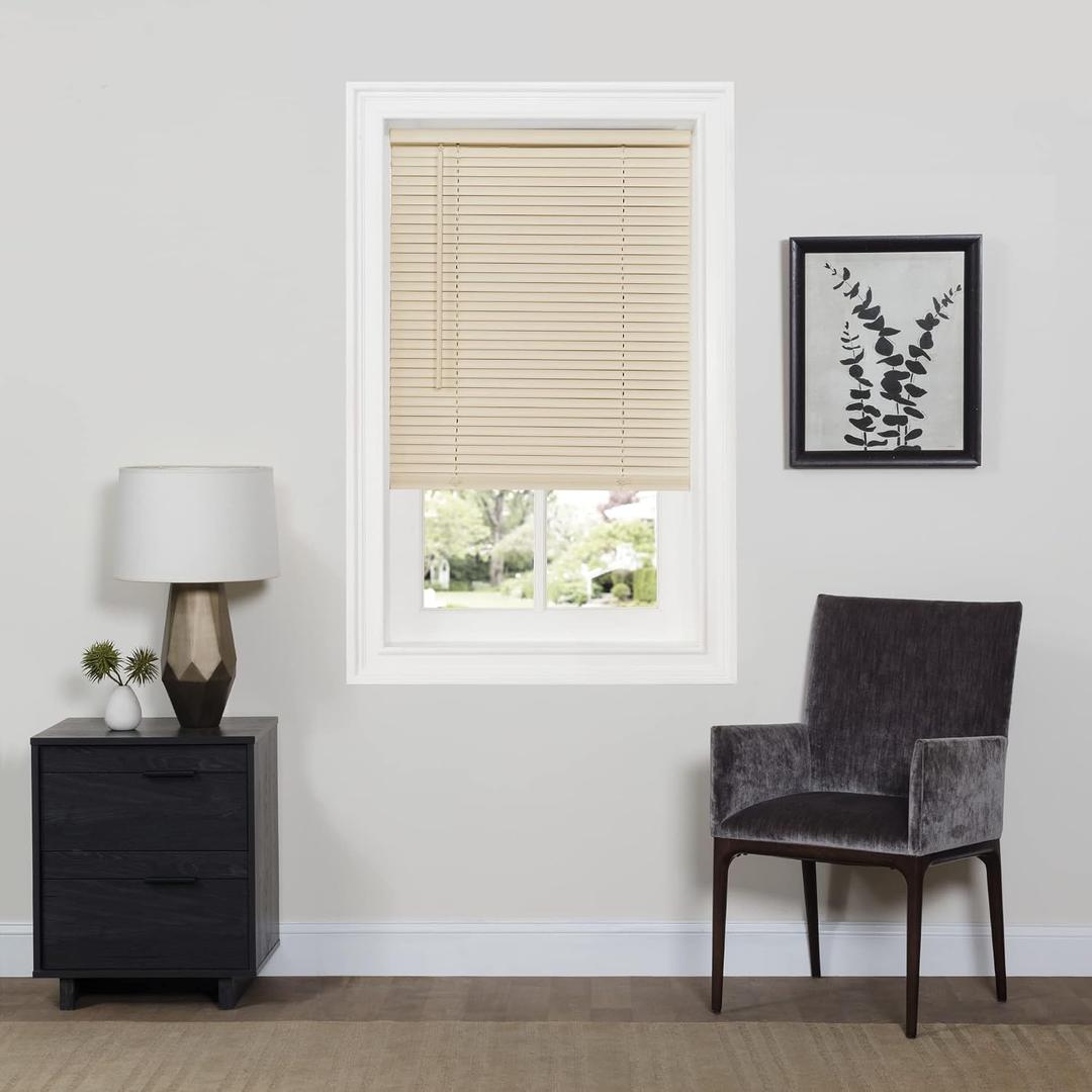 Cordless Room Darkening Mini Blind - 30 Inch Width, 64 Inch Length, 1" Slat Size - Alabaster - Cordless GII Deluxe Sundown Horizontal Windows Blinds for Interior by Achim Home Decor
