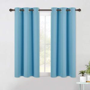 NICETOWN Blackout Draperies Curtains for Kids Room, Window Treatment Thermal Insulated Solid Grommet Blackout Drape Panels for Bedroom (Set of 2, 42 by 54 Inch, Teal Blue)