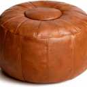 Thgonwid Unstuffed Moroccan Ottoman Pouf Cover, Ottoman Footstool Storage Solution, Bean Bag Chair, Foot Rest, Brown