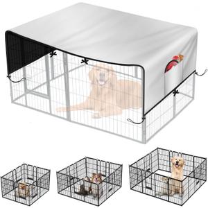 SIRUITON Dog Playpen Cover,Heavy Duty 600D Oxford Fabric with Sun/Rain Dog Play Pen Cover Top Sun Shade Specialized Fits for 24/32/40/45/50" Panels Playpen,(Cover Only)