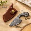 Small Damascus EDC Fixed Blade Knife with Sheath-ORIONER Z5 | Titanium alloy handle,full tang build,2.08 in blade, 3.97 in overall,1.43 oz. For box opening and cord cutting.