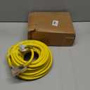 POWGRN 50 ft 12/3 Outdoor Extension Cord Waterproof Heavy Duty with Lighted Indicator End 12 Gauge 3 Prong, Flexible Cold-Resistant Long Power Cord Outside, 15Amp 1875W SJTW Yellow ETL Listed