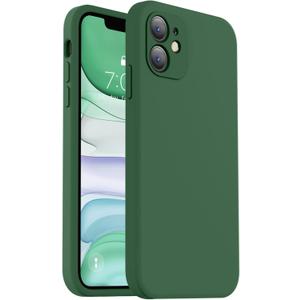 Vooii Compatible with iPhone 11 Case, Upgraded Liquid Silicone with [Flat Edges] [Camera Protection] [Soft Anti-Scratch Microfiber Lining] Phone Case for iPhone 11 6.1 inch - Green