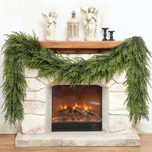 5FT Christmas Artificial Norfolk Pine Garland for Fireplace - Realistic Faux Greenery Fake Garland for Holiday, Table, Window, Mantel, Stairs, Home, Indoor Outdoor Decor (1PCS)