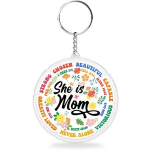 Cute Keychains 2 Inches Funny Girly Wife Overstimulated Mom Gifts Keys for Handbags Backpacks Acrylic Keyrings