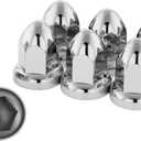 Chrome Lug Nut Covers for Semi Trucks - 33mm Push on, Flanged - ABS Plastic Chrome Lug Nut Covers 33mm - Classic Height: 2.5" - Bag Pack of 10 PC