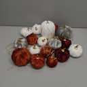 18 PCS Velvet Pumpkins for Fall Table Decor, Artificial Pumpkins, Faux Fake Pumpkin Home Decorations for Autumn Harvest, Thanksgiving, Wedding, Halloween, Table Centerpieces (Multi-Color Velvet)