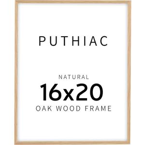 puthiac 16x20 Picture Frames for Wall - Minimalist 16x20 Oak Wood Frames, 16"x20" Picture Frame Wood, Natural Solid Wooden Picture Frames for Wall Art Photo and Prints(1 Pack, Beige)