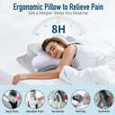Cervical Pillow for Neck Pain Relief - Ergonomic Pillow for Sleeping Side Sleeper Pillow for Adults, Contour Neck Pillow Cooling Memory Foam Pillows, Orthopedic Bed Pillow(White & Grey)