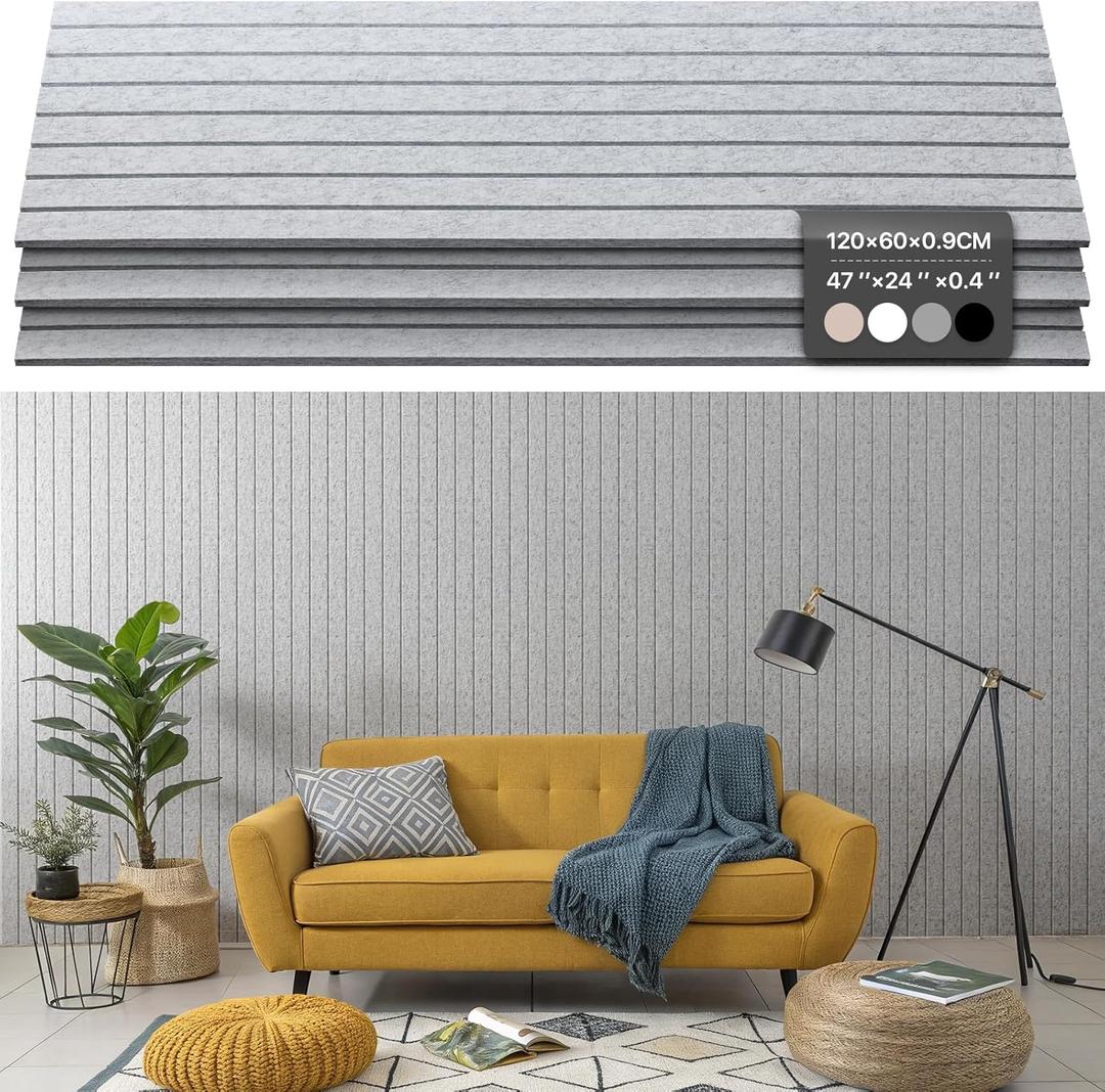Soundproof Wall Panels Self-Adhesive, 3 Pack Large Acoustic Panels 47.2"x23.6"x0.35" High Density Sound Proof Panels for Walls, Noise Absorbing for Home Studio, Office, Game Room (Gray)