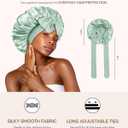 Silk Bonnet for Sleeping Women Double Layer Hyaluronic Acid Satin Bonnet with Adjustable Tie Band Sleep Cap for Curly Hair (Sage)
