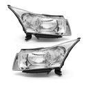 Headlight Assembly for 2011 2012 2013 2014 2015 Chevy Cruze LS/LT/LTZ 2016 Chevrolet Cruze Limited Chrome Housing with Clear Reflector Headlamp Replacement Pair