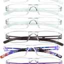VisionGlobal 8 Pairs Reading Glasses, Blue Light Blocking Glasses, Computer Reading Glasses for Women and Men, Fashion Square Eyewear Frame (4color+4clear,+1.75 Magnification)