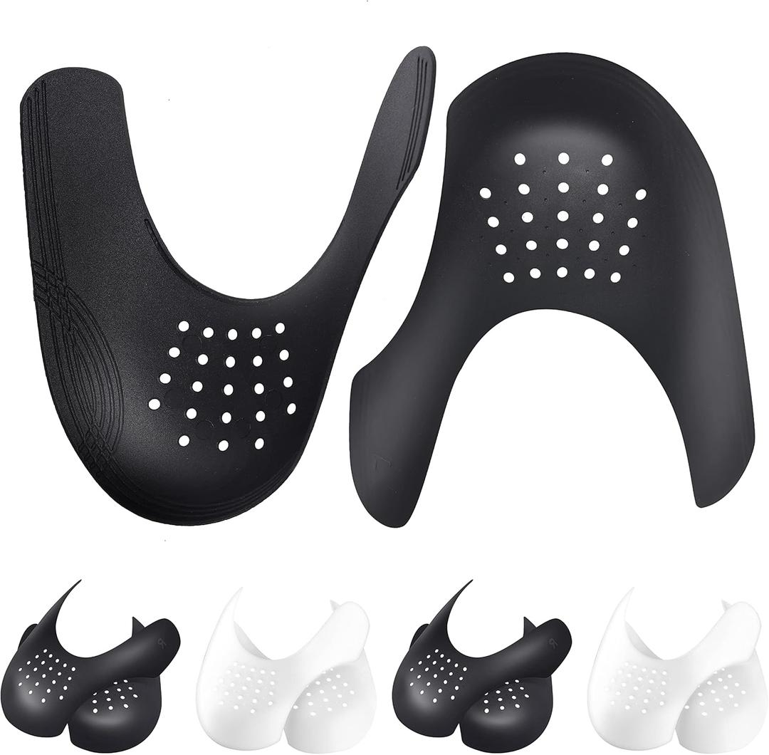 Crease Protectors Suitable for Most Sneakers, 4 Pairs Crease Protectors for Jordan 1, Air Force 1, and Dunk Low; Men's 7.5-12/ Women's 5-8.5 (Black+White, Men's US Size 7.5-12)