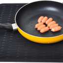 Extra Large Silicone Trivet Heat Resistant Mat 18'' x 16'' Dish Drying Mats kitchen Counter Rack Sink Drainer Pad Hot Pot Trivet Dishwasher Safe (black)