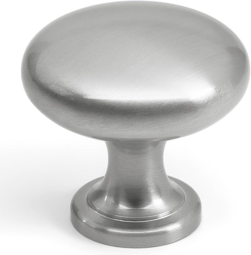 HESTIA HARDWARE 25 Pack | Satin Nickel Knobs Round Cabinet Knob - Silver Drawer Knob - 1.15 Inch (29mm) Kitchen Cabinet Knobs and Pulls (Z5.25.S)