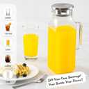 Netany 3 Pack 2 Liters/68 oz Square Glass Pitcher with Lid and Handle for Fridge, Iced Tea and Coffee Carafe Beverage Serveware, Heat Resistant Borosilicate Water Jug for Hot/Cold Drinks and Milk