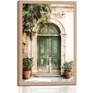 skysoon Mallorca Green Door Wall Art, Boho Mediterranean Architecture Print, 16"L x 24"W
