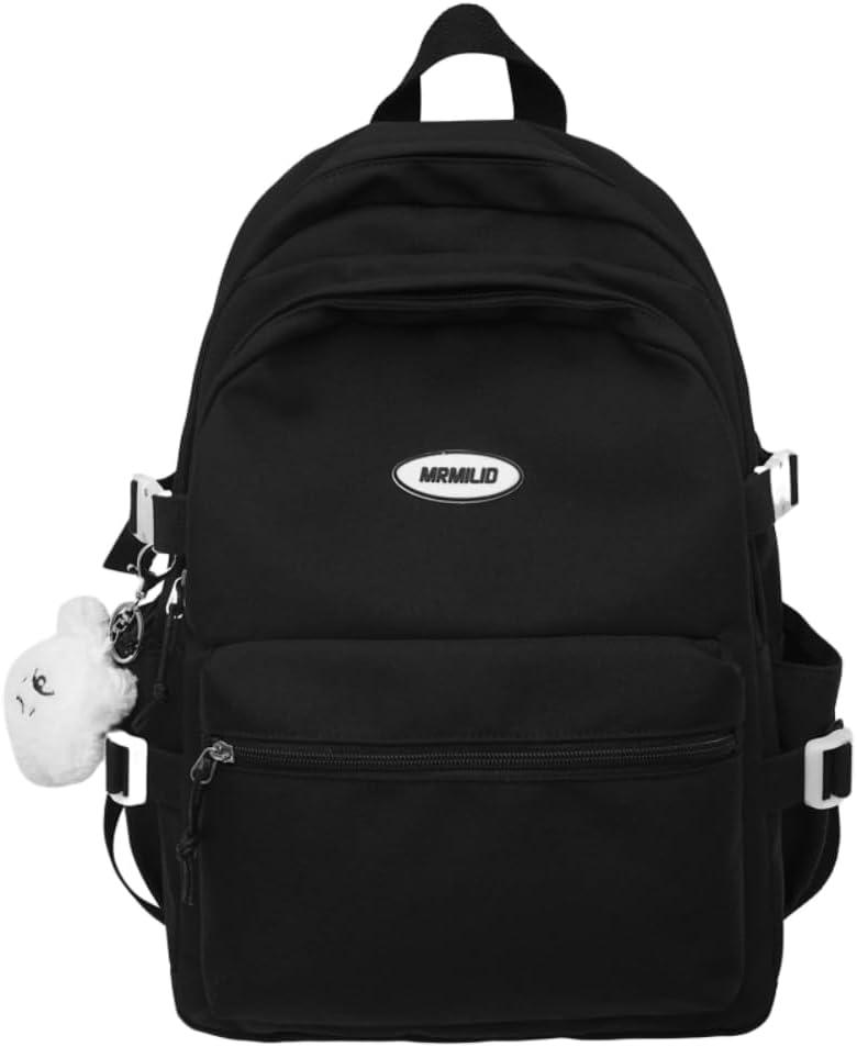 Kawaii Backpack with Cute Accessories Aesthetic 15.6 Inch Laptop Backpack Pendant (Black)