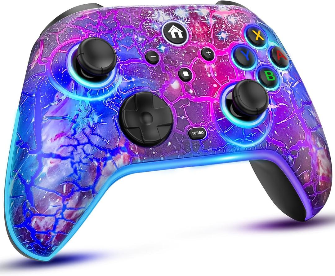 Switch Controllers for Nitendo Switch/Lite/OLED, 1200mAh Wireless Switch Pro Controller, 10 Colors Light & Cool Nebula Design, Switch Turbo controller with Vibration/Motion Control/Turbo/Gyro/Wake up