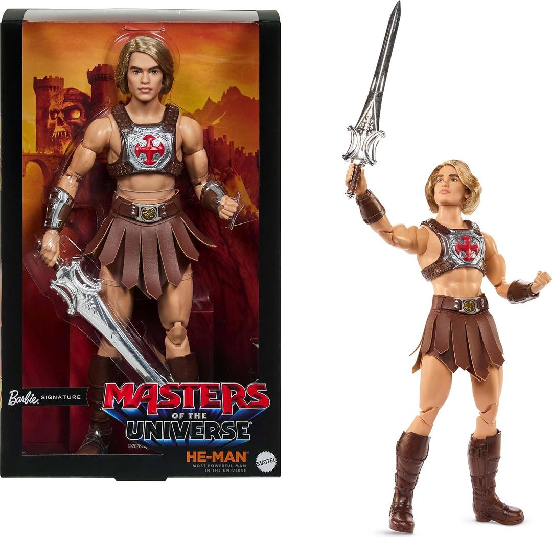 Barbie Signature Doll, Ken He-Man Collectible in Battle Harness, Sword, Doll Stand & Displayable Packaging, Motu Movie Theme