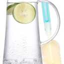 SUSTEAS 1.5 Liter 51oz Glass Pitcher with Lid, Easy Clean Heat Resistant Glass Water Carafe with Handle for Hot/Cold Beverages - Water, Cold Brew, Iced Tea & Juice, With 1 Long-Handled Brush Included