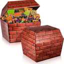 2 Pcs Red Brick Halloween Treat Boxes 9.5 x 9 x 9 Inch Gitf Boxes Cardboard Mini Halloween Party Favor Box Paperboard Gift Container for Trick or Treat, Party Favors,Supplies