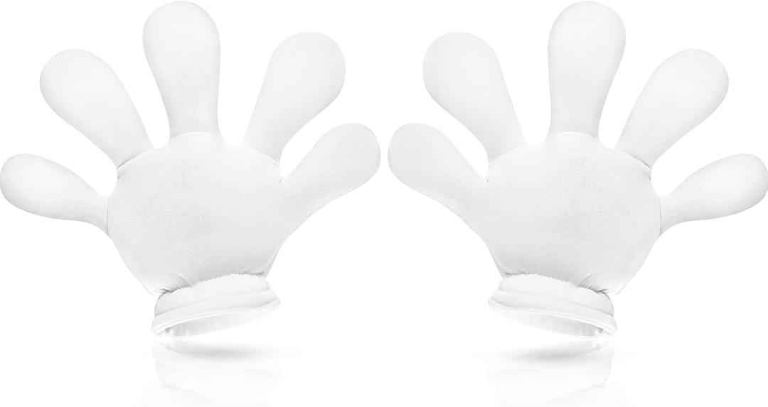 Geyoga 1 Pair 4 Pairs White Jumbo Cartoon Hands White Fingers Jumbo Cartoon Hands Halloween Costume Gloves Halloween Costume Accessory for Role Playing Party Small