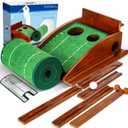 Golf Putting Mat for Indoor, Putting Green Training Equipment with Ball Return, Mini Golf Practice Training Aid for Home and Office, Golf Gifts for You