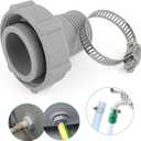 Swimming Pool Drain Fitting Connects Replacement for Coleman Pool Drain Plug Connector Hose Adapter Connect to Garden Pipe with Hose Clamps (Grey-1PCS)