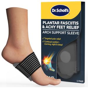 Dr. Scholl's Plantar Fasciitis & Achy Feet Relief Arch Support Sleeve, Cushioned Arch Support, Compression Band, Foam Pad Insert, Non Slip Sole, All-Day Wear Morning to Night, Unisex 1 Pair