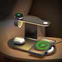 Aluminum 4-in-1 Charging Station for Samsung/Android with 3-Level Night Light, 18W Wireless Charger for Galaxy S25 Ultra/S24/S23/S22/Note 20,Galaxy Watch Ultra/8/7,Galaxy Buds 3 Pro(Black)