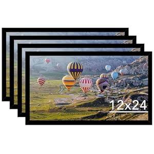 JCJMY 12x24 Picture Frame Set of 4 Black for Poster Photo Picture, Horizontal and Vertical Formats for Wall Hanging, 12 x 24 Wall Gallery Poster Photo Frame for 12 by 24 Photos Posters, 4 Pack, Black