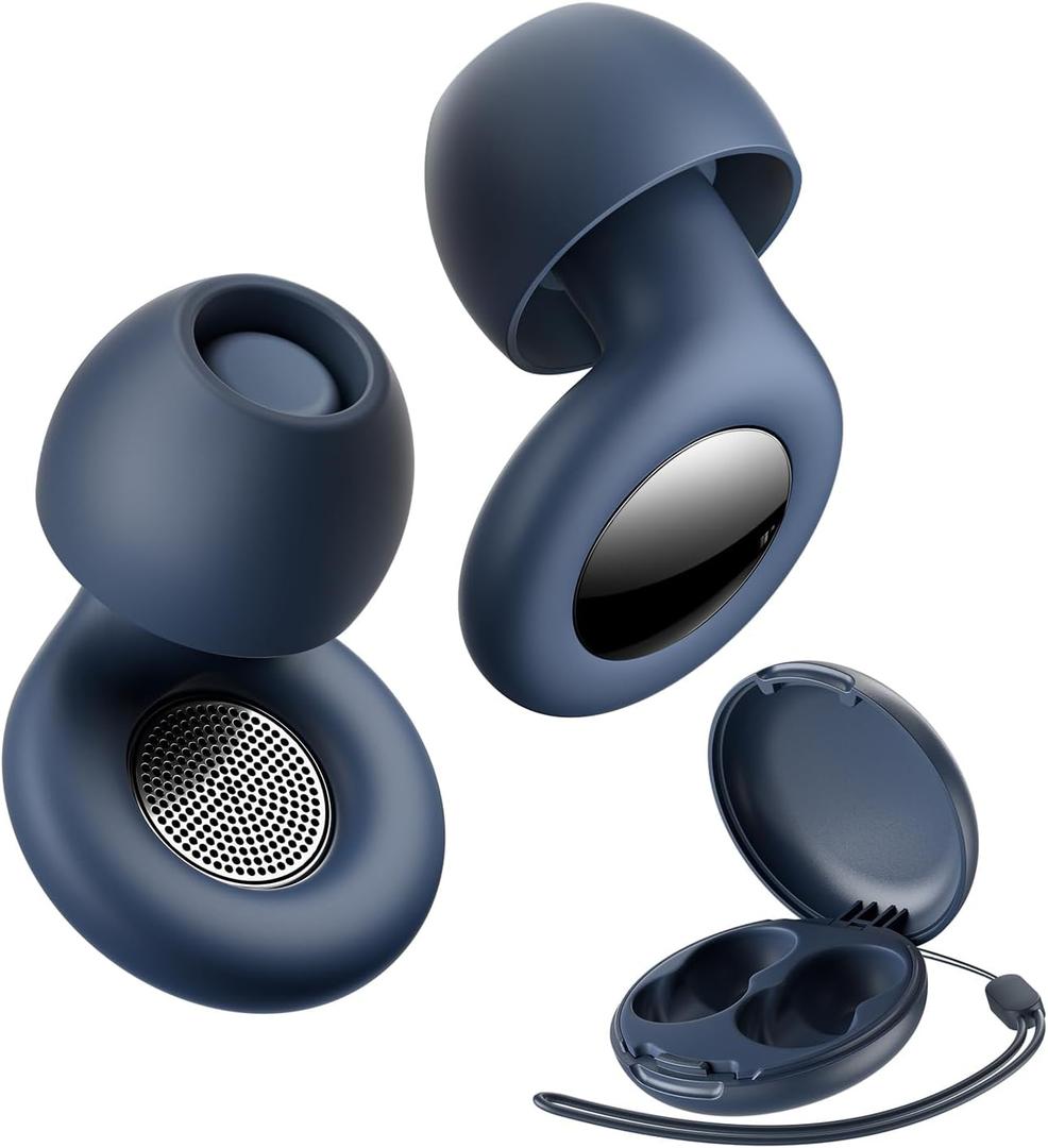 ESSAGER Ear Plugs for Sleeping Noise Cancelling, Reusable Silicone Earplugs for Sleep, Deep Focus, Travel, High-Fidelity Hearing Protection, 45-49dB Noise Reduction,Blue