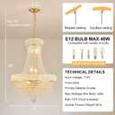 Empire Crystal Chandelier for Dining Room, 12 Light Chandelier Light Fixture for Foyer Entryway Living Room Stairway Bedroom Gold Finish 22 inch, 27" H x 22" W x 22" D