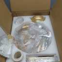 Boho Gold Caged Ceiling Fan with Light and Remote, White Fabric Low Profile Semi Flush Mount Fandelier Ceiling Fans with Lights, Modern Chandelier Fan 6-Speed for Bedroom, Nursery, Living Dining Room