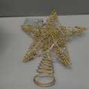 Christmas Tree Topper 10-inch Gold Glitter Star Tree Topper with 20 LED Lights Christmas Tree Topper Star for Holiday Decorations