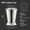 2 Pcs Mint Julep Cups, 12oz Stainless Steel Julep Cup, Classic Vintage Metal Cup for Cocktails, Iced Coffee, Whiskey, BPA-Free & Dishwasher Safe (Silver)