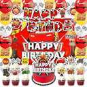Race Car Birthday Party Decorations 42Pcs Movie Car Baby Shower Banner, Backdrop, Cake Toppers, Balloon Supplies Cartoon Cars Themed Birthday Party Decorations