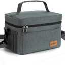 ONFAON Lunch Bag for Men/Women, Insulated Reusable Lunch Box Leakproof Cooler Tote Bag Freezable with Adjustable Shoulder Strap for Office Work Picnic Beach(Grey) (7.5L, Gray)