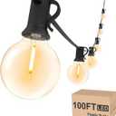 Svater Outdoor String Lights Waterproof 100 FT, LED Patio Lights Outside with 52 Shatterproof G40 Bulbs, Dimmable Hanging Globe Lighting for Bistro Backyard Cafe Market Porch, Warm White 2700K