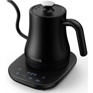 KOIOS Gooseneck Electric Kettle with 1 Temperature Control & Mute Mode, 0.8L Pour Over Kettle for Coffee & Tea, 1200W Quick Heating Stainless Steel Water Boiler with 4Hrs Keep Warm, Matt Black
