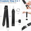 Clip and Go Phone Strap Crossbody with Zipper Wallet, 2 Pcs-Crossbody Lanyard & Wrist Strap-1 Pad, 2 Wallets, Save Girls Phone Strap with Pouch, Universal Lanyard Cellphone Holder (Black), Small