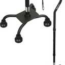 Quad Cane (300 lbs) - Adjustable Walking Cane with Large 4-Pronged Base & LED Light, Extra Balance & Stability Walking Stick for Seniors, Men & Women