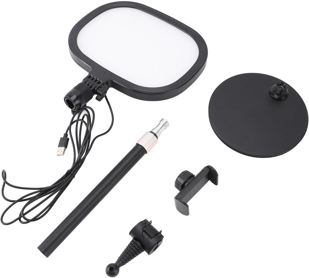 Desktop Video Conference Lighting Kit, Professional LED Light with Stand and Phone Holder, Adjustable Brightness and Color Temperature for Zoom Streaming Video Recording Makeup, US